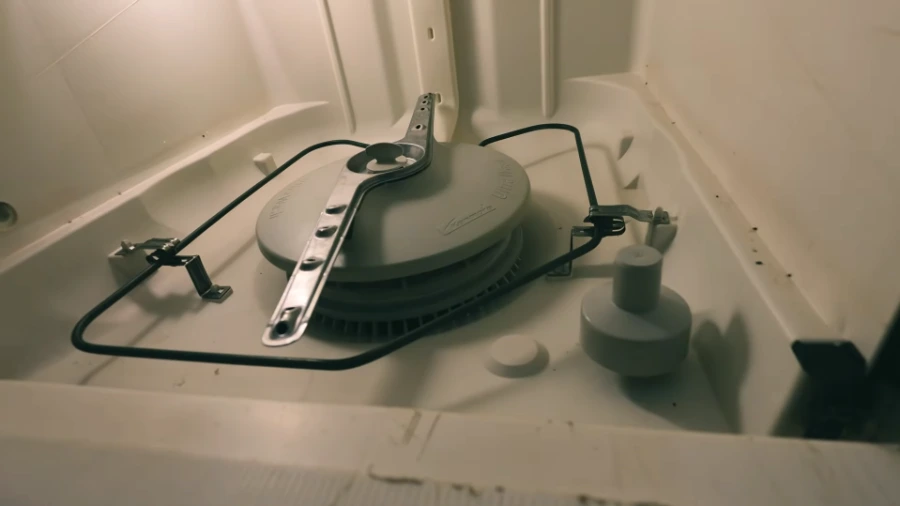 Dishwasher pump and motor assembly showing circulation pump and drain pump components