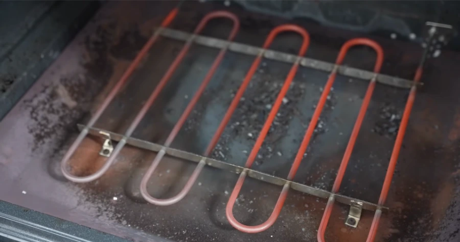 Electric oven bake element glowing during testing